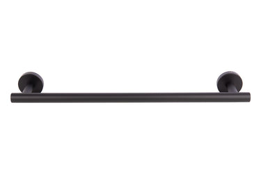 Cofan – Toallero Negro Mate | Diseño Redondo | Acero Inoxidable | Kit de Fijación Incluido | 45 x 8 x 5 cm